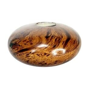 Vintage MCM Turned Burl Wood Rustic Minimalist Round Tealight Candle Holder